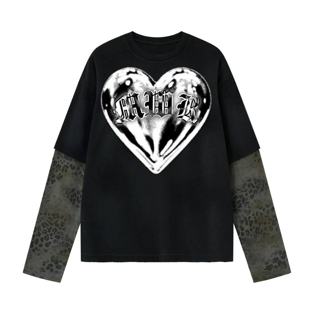 Leopard print sleeve “Tuff Luv” Tee