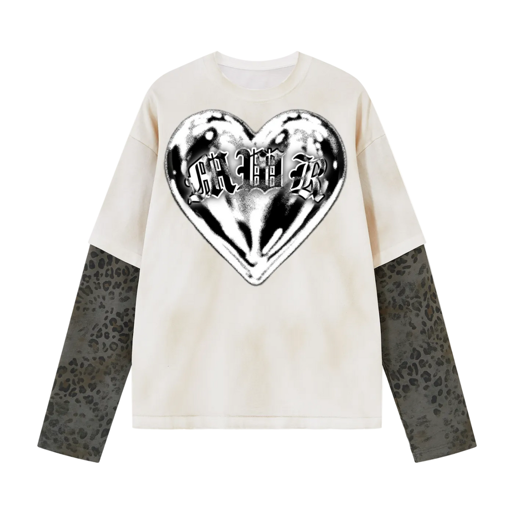 Leopard print sleeve “Tuff Luv” Tee