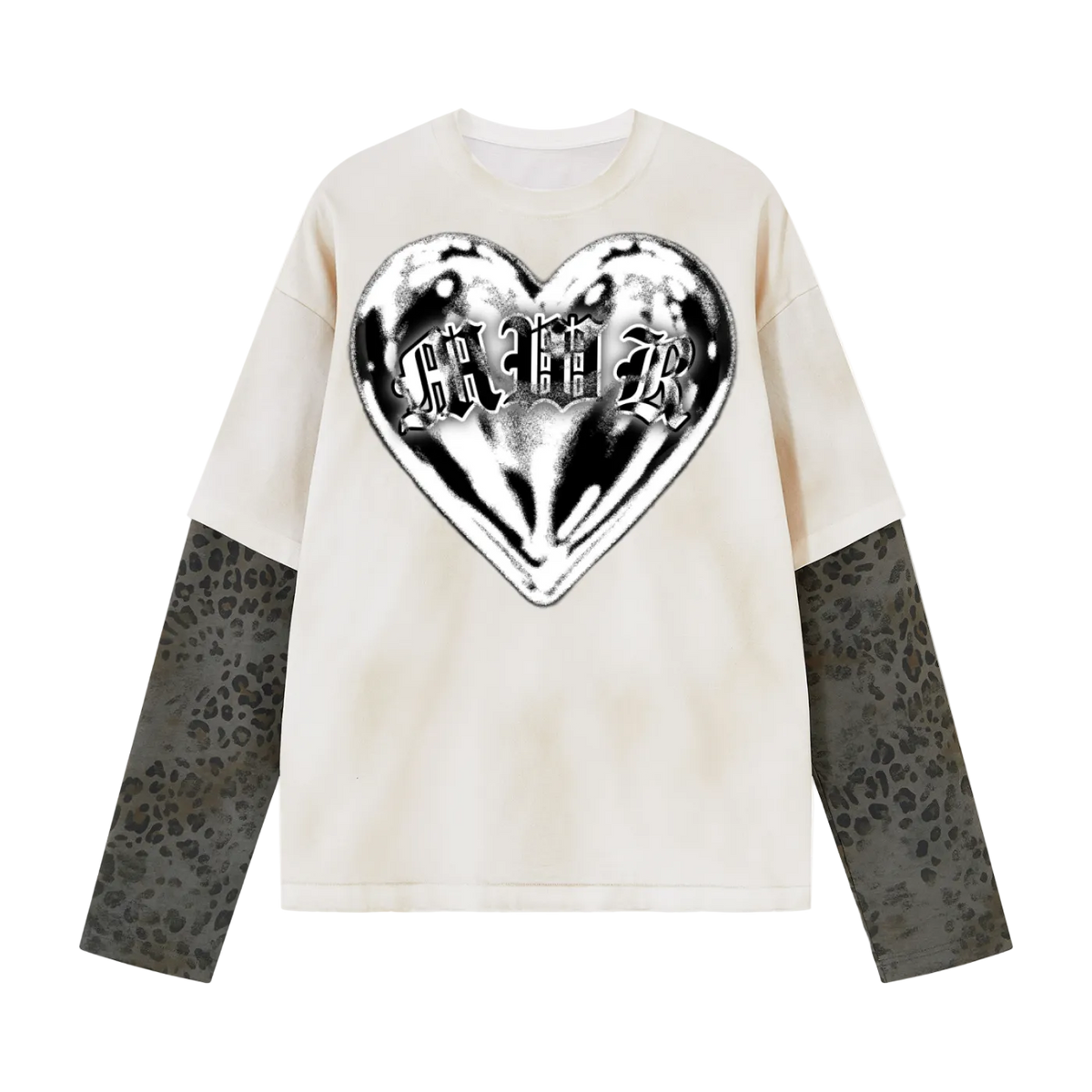Leopard print sleeve “Tuff Luv” Tee