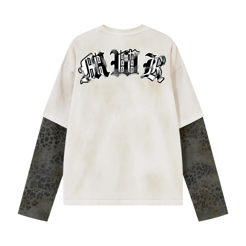 Leopard print sleeve “Tuff Luv” Tee